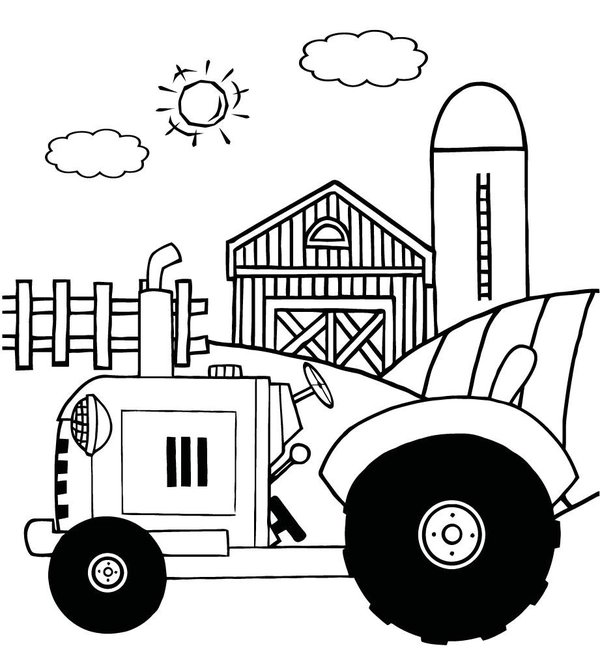 Farm Tractor Coloring Page