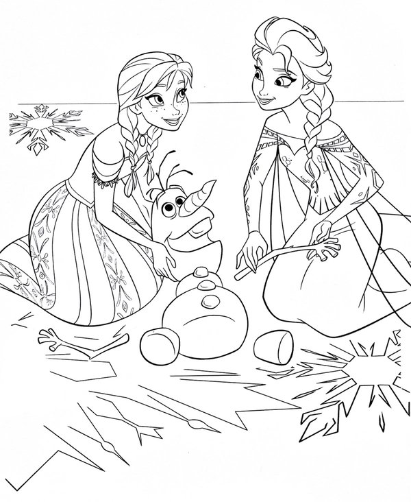 Coloring Page Frozen Anna Elsa Olaf