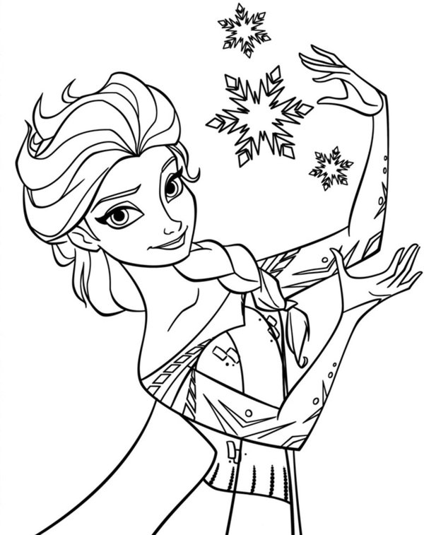 Coloring Page Magical Elsa with Ice Crystals