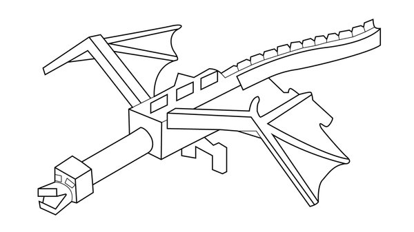 Coloring Page Minecraft Flying Dragon