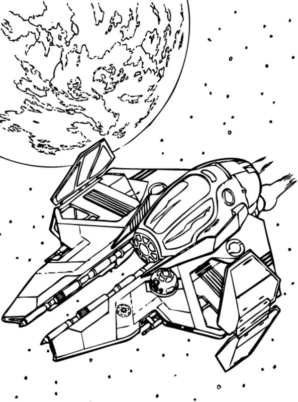 Star Wars Jedi Starfighter coloring page for children