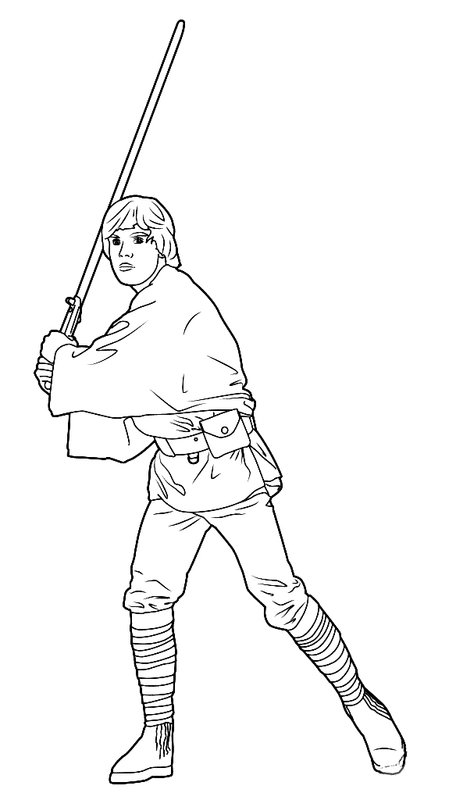 Star Wars Simpele Luke Skywalker coloring page for children