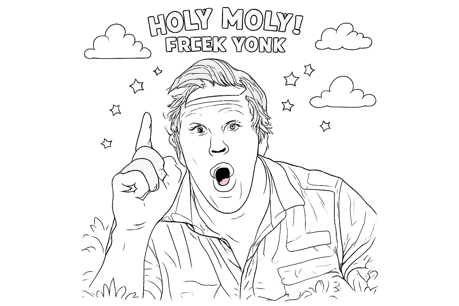 Holy Moly Freek Vonk kleurplaat - zwart-wit lijntekening