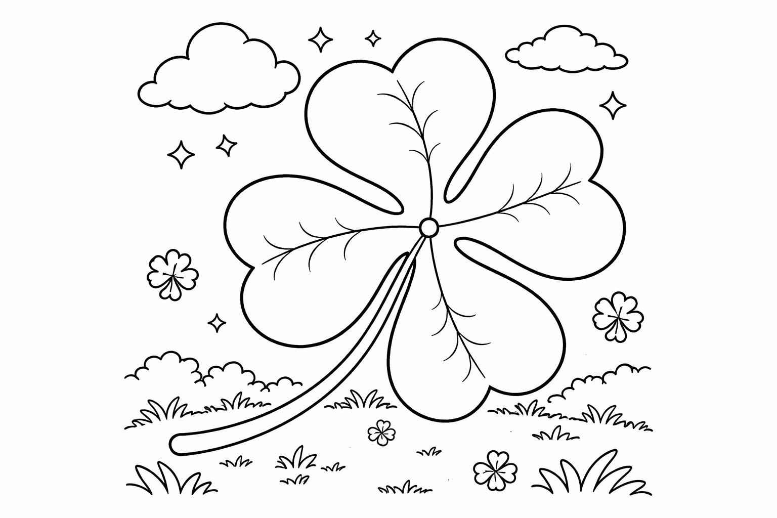 st patrick's day kleurplaat - zwart-wit lijntekening