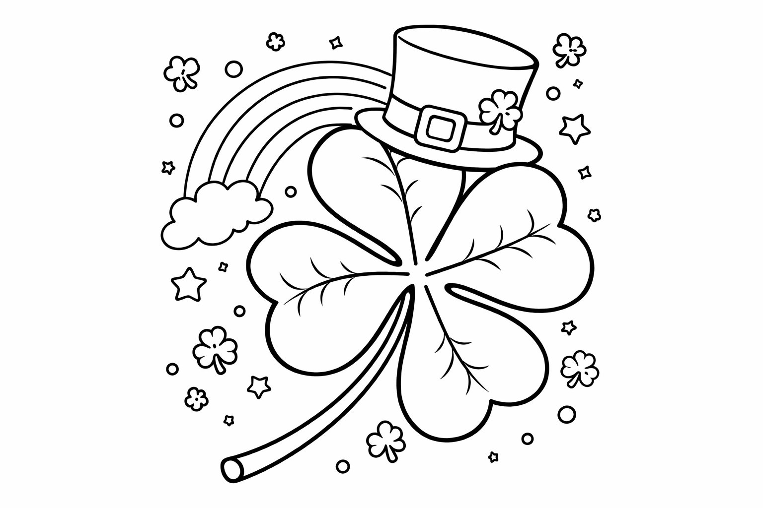 st patrick's day kleurplaat - zwart-wit lijntekening