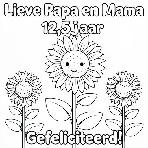 zonnebloemen kleurplaat voor kinderen