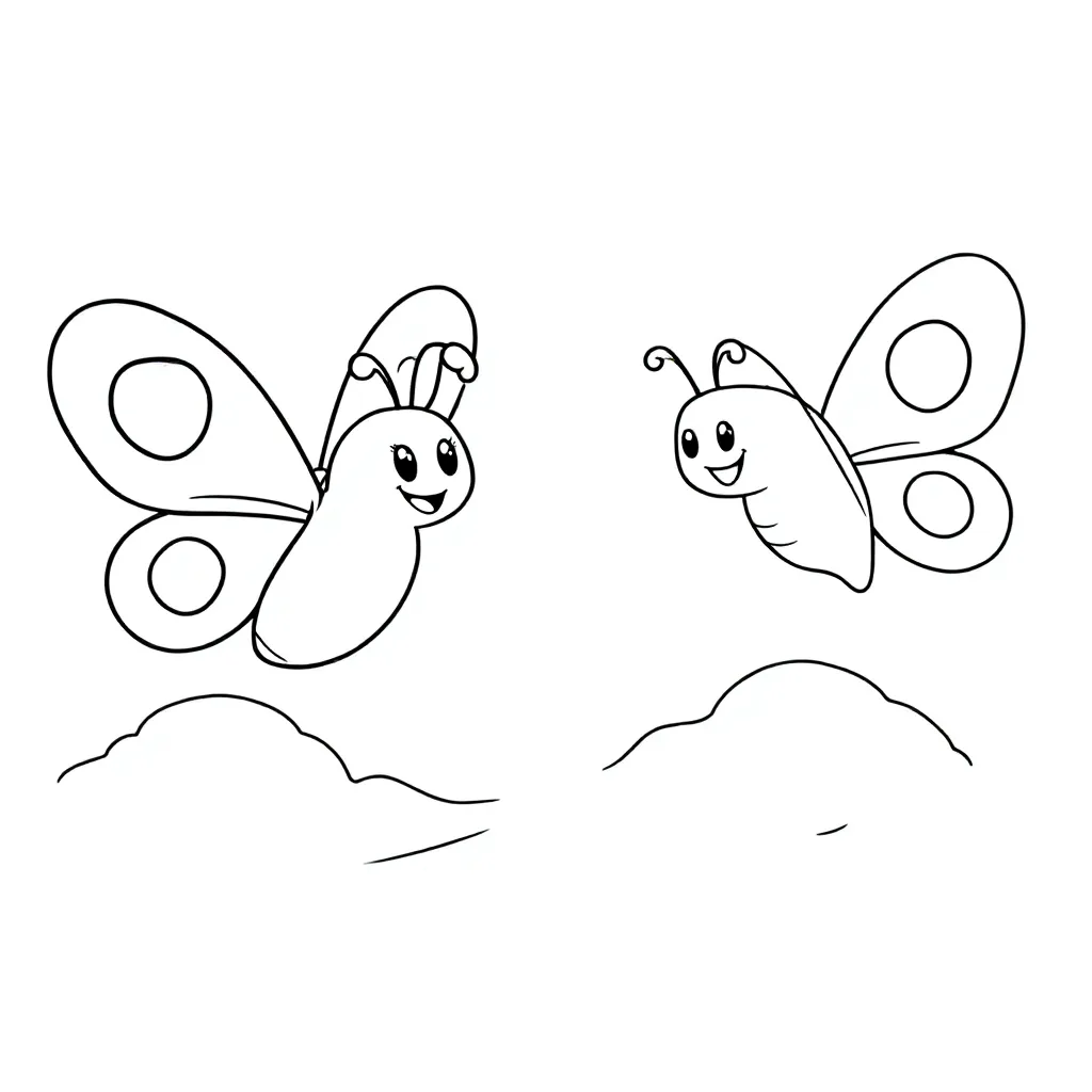 2 Vlinders die vliegen kleurplaat voor kinderen