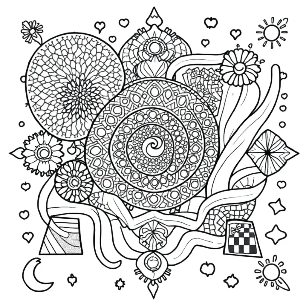 abstracte kunst kleurplaat voor kinderen