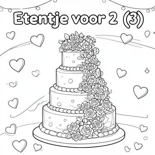 Trouwtaart kleurplaat voor kinderen