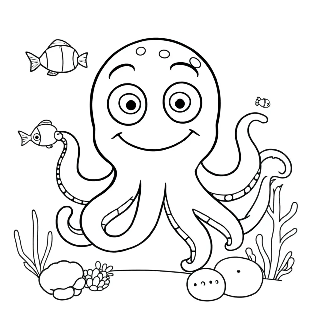 octopus monster` kleurplaat voor kinderen