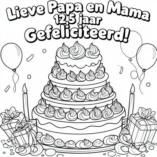 mooie taart kleurplaat voor kinderen