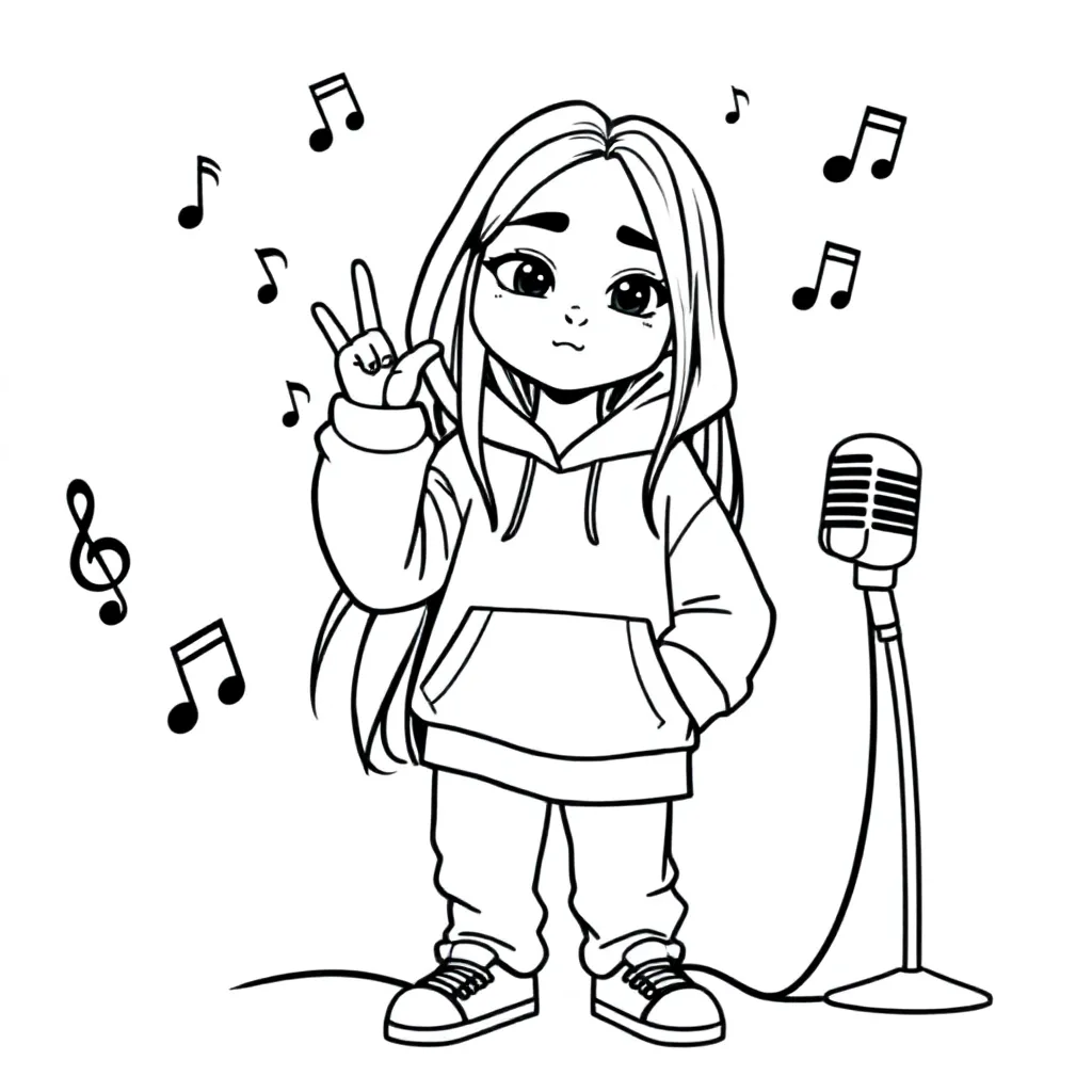 Billie Eilish coloring page for children