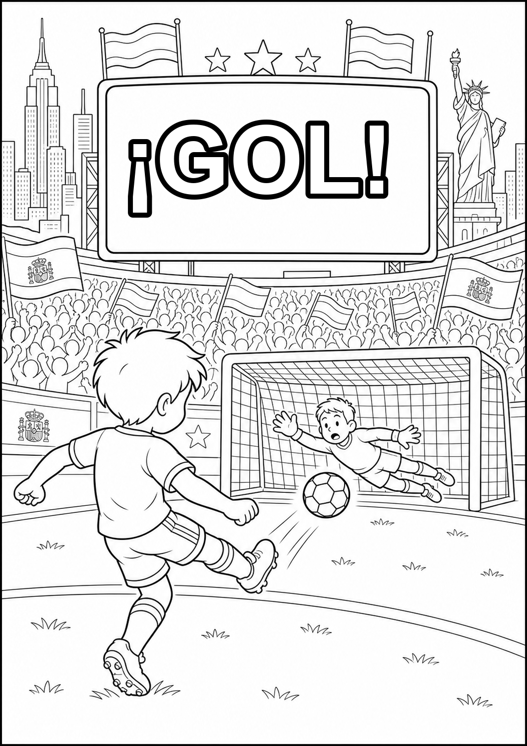 Gol Spanje WK tekst kleurplaat
