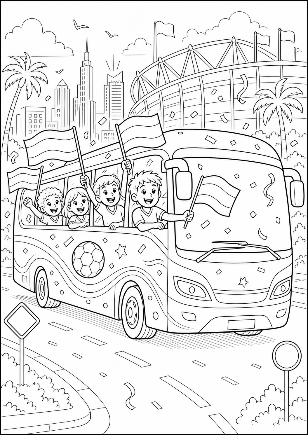 Spanje teambus WK kleurplaat