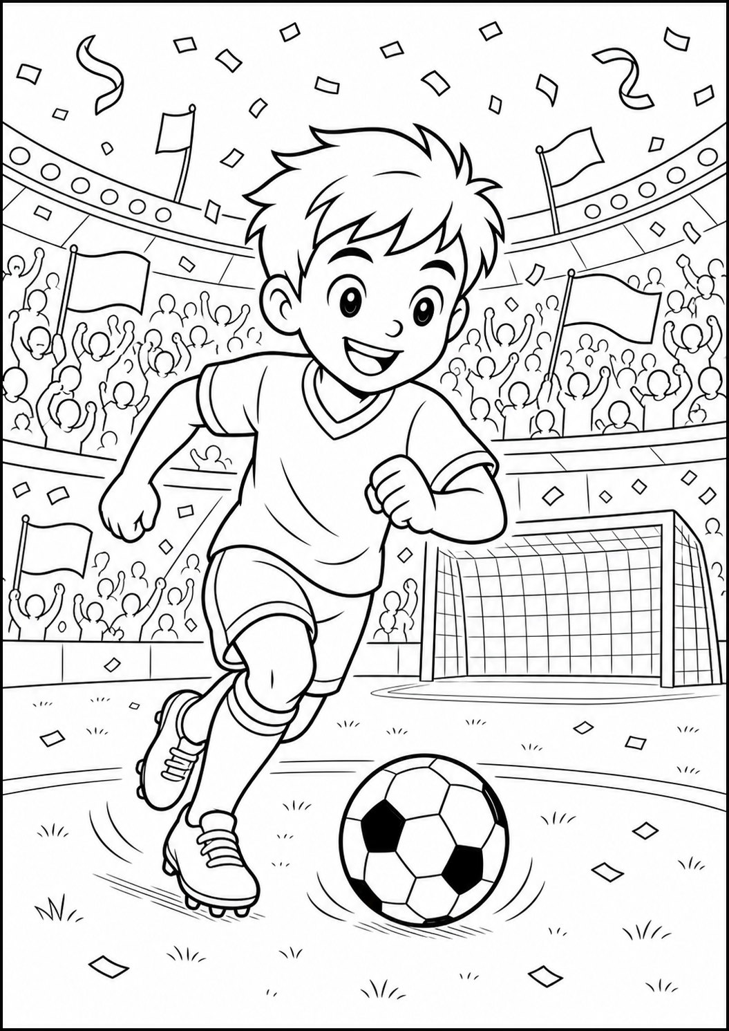 Duitse mascotte met vlag en voetbal kleurplaat